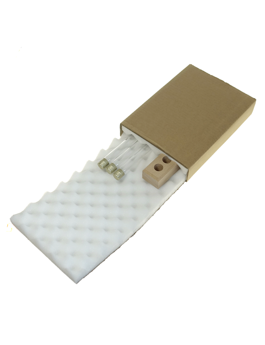 Coffret 3 tubes 180 mm vis avec support bois