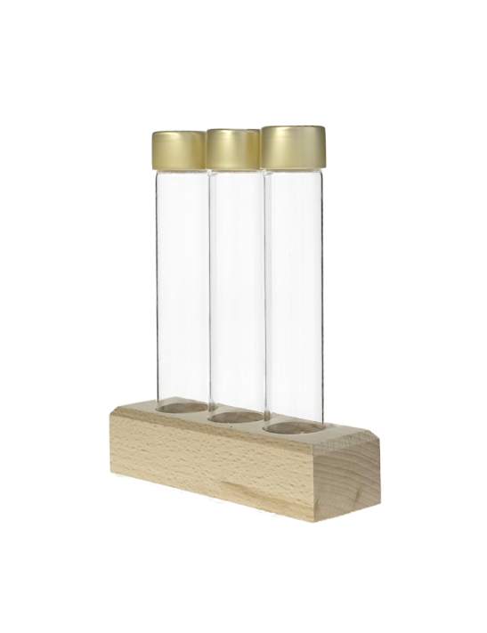 Coffret 3 tubes 145 mm ø 25 Or ou Argent et support
