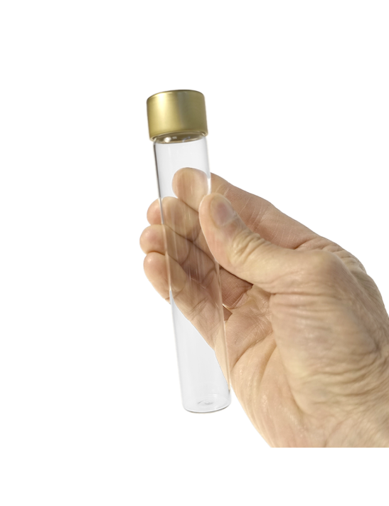Tube verre 145 mm ø 25 Fond plat - 50ml - Doré / Argent