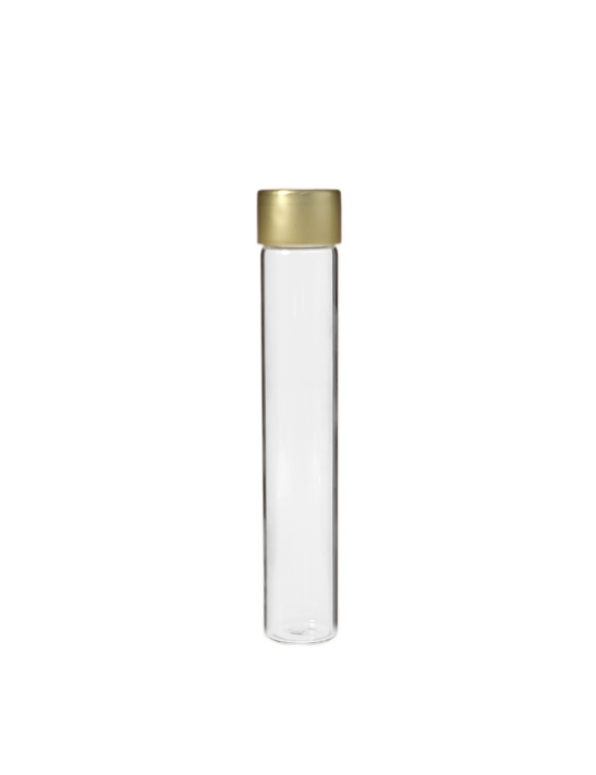 Tube verre 145 mm ø 25 Fond plat - 50ml - Doré / Argent