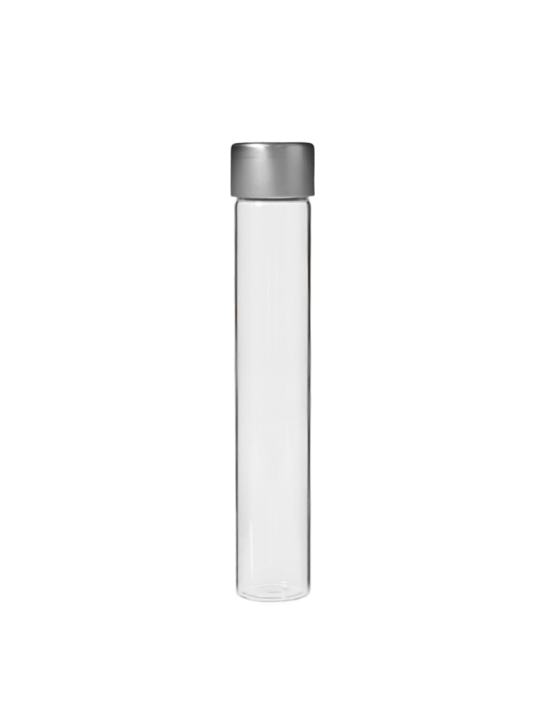 Tube verre 145 mm ø 25 Fond plat - 50ml - Doré / Argent