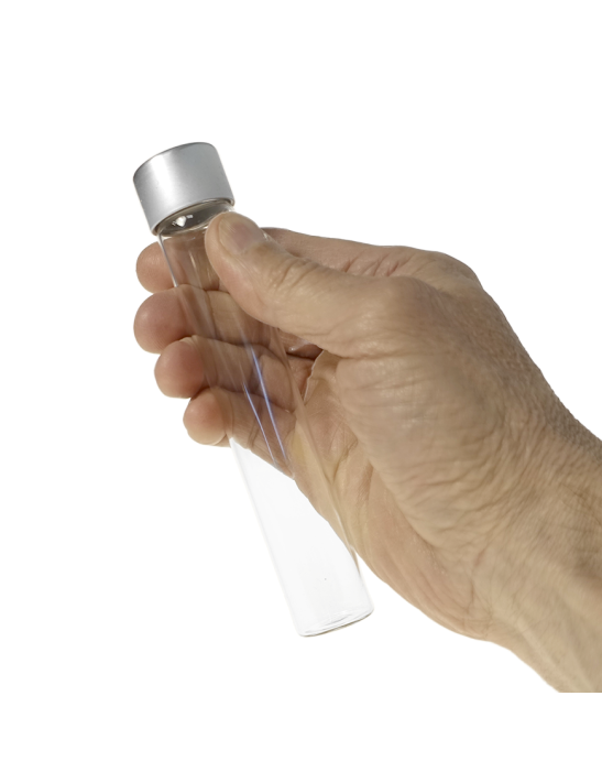 Tube verre 145 mm ø 25 Fond plat - 50ml - Doré / Argent