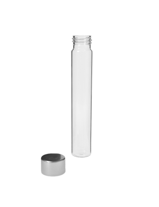 Tube verre 145 mm ø 25 Fond plat - 50ml - Doré / Argent
