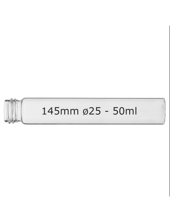 Tube verre 145 mm ø 25 Fond plat - 50ml - Doré / Argent