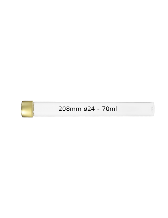 Tube verre 208 mm ø 24 Fond plat - 70ml - Doré / Argent