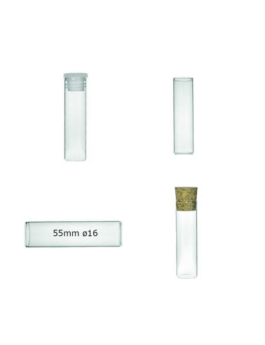 Tube verre 55 mm ø 16 Fond Plat - 8ml