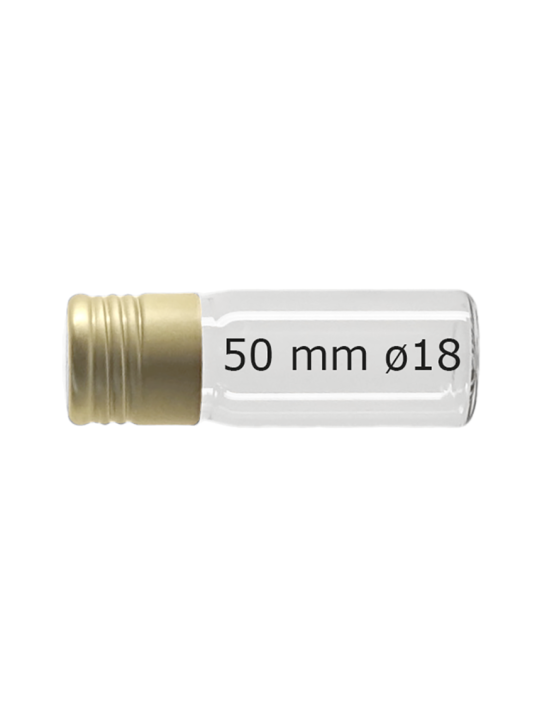 Tube verre 50 mm ø 18 Fond plat - 5ml