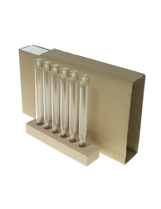 Coffret 6 tubes 180 mm vis avec support bois