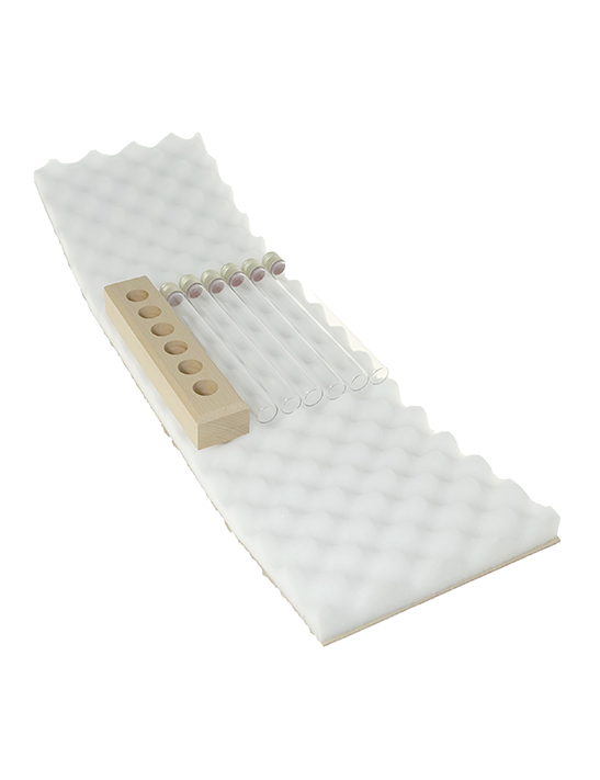 Coffret 6 tubes 180 mm vis avec support bois