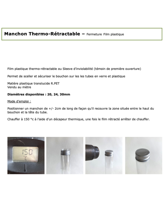 Tube verre 200 mm ø 20 Fond Rond - 48ml