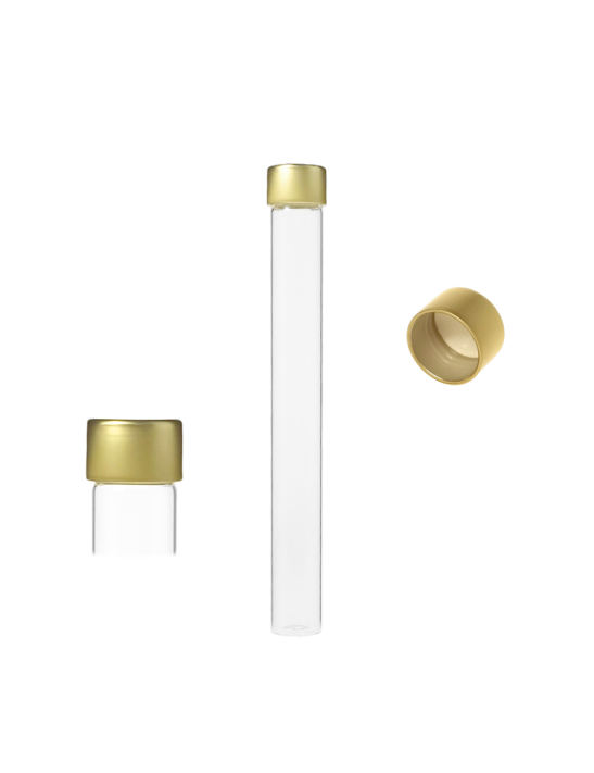 Tube verre 208 mm ø 24 Fond plat - 70ml - Doré / Argent