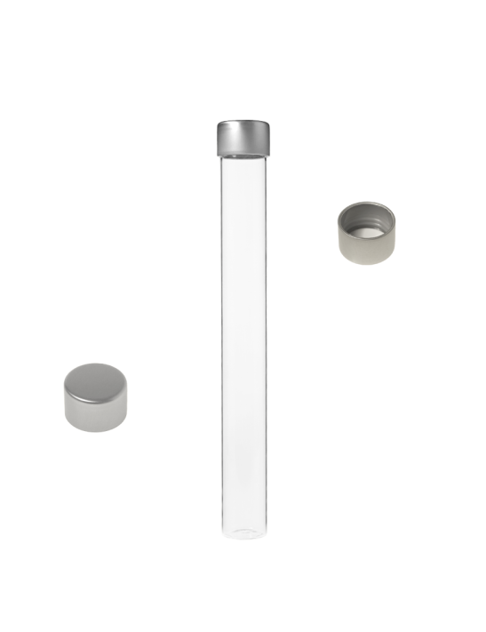 Tube verre 208 mm ø 24 Fond plat - 70ml - Doré / Argent