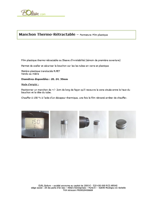 Manchon ø +/- 30MM - Gaine Thermoretractable