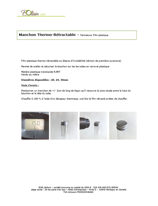 Manchon ø +/- 30MM - Gaine Thermoretractable